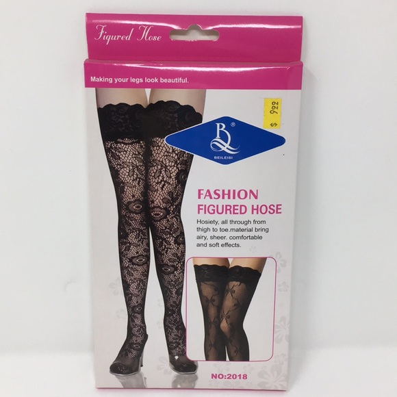 NWT BEILEISI  BLACK HOSE Bow print - Picture 1 of 3